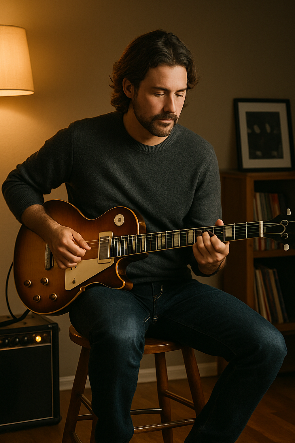 Hands-on sessies: man zittend gitaar spelen